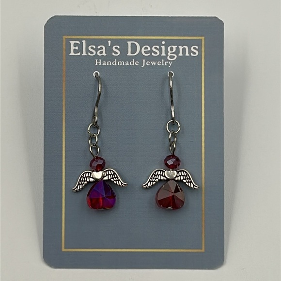 Handmade Jewelry - 1316- Women's Angels Beads Dangle Earrings Handmade NWT